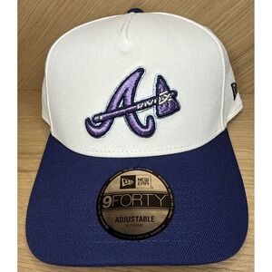 Atlanta Braves New Era 9Forty SnapBack Hat Cap Beige White MLB Baseball‎ OSFM